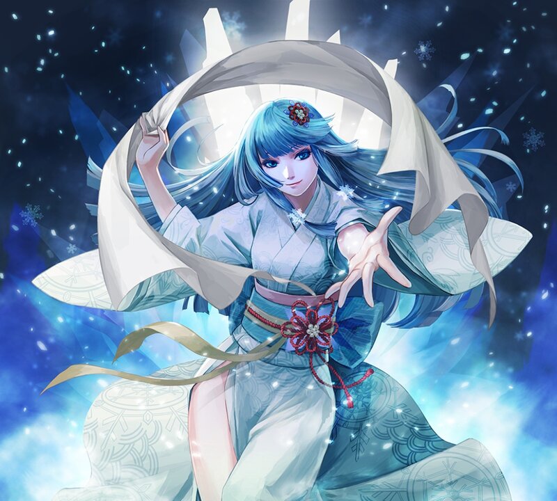 Blue-haired Woman in Kimono — Blue, Dramatic
