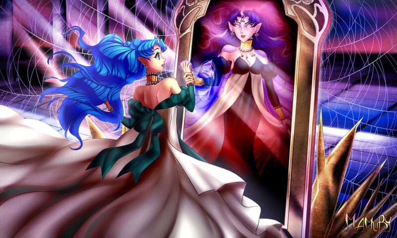 Blue-haired Woman in Mirror