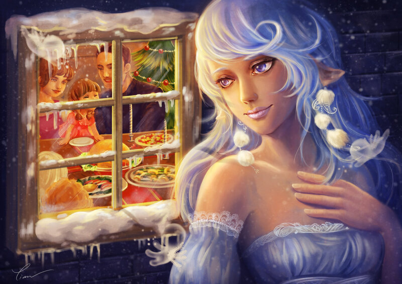 Blue-haired Woman in Snow