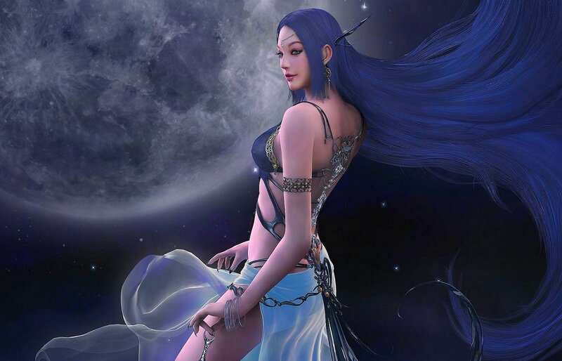 Blue-haired Woman in Space