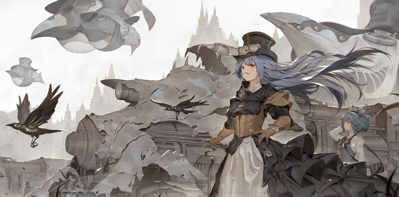 Blue-haired Woman in Steampunk