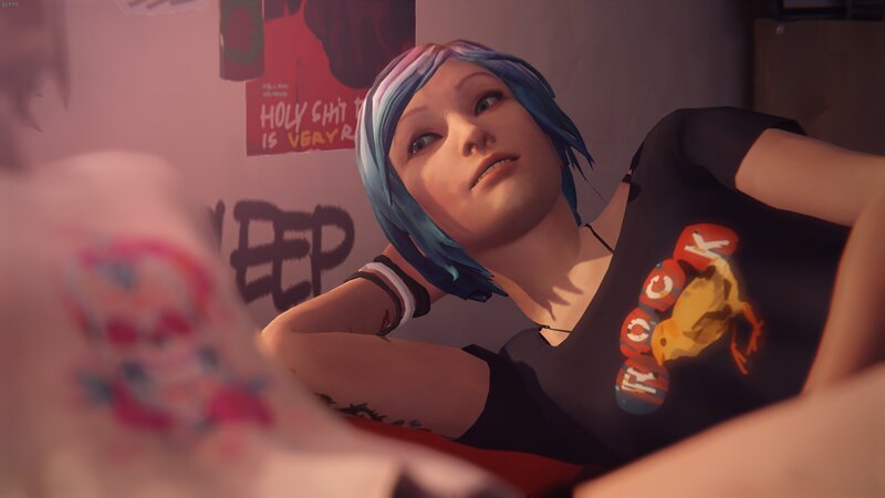 Blue-haired Woman Lying Down — Black