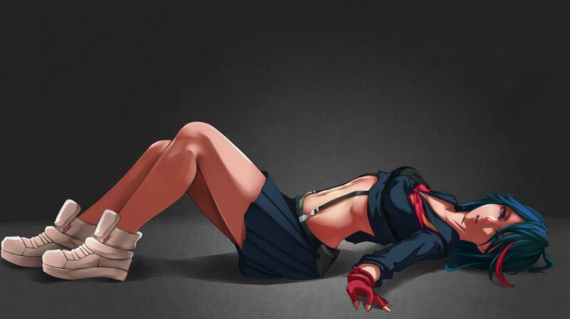 Blue-haired Woman Lying Down — Blue
