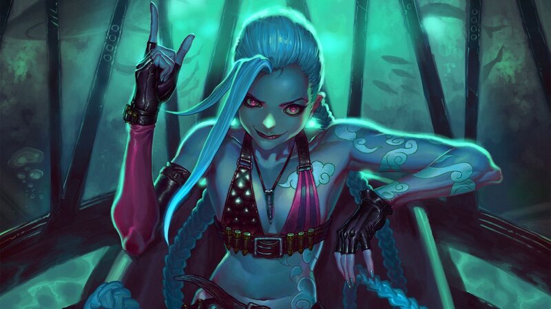 Blue-haired Woman Making Hand Gesture