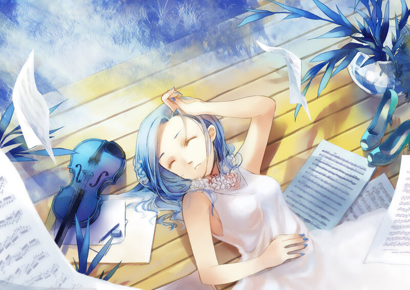 Blue-haired Woman Sleeping — Blue