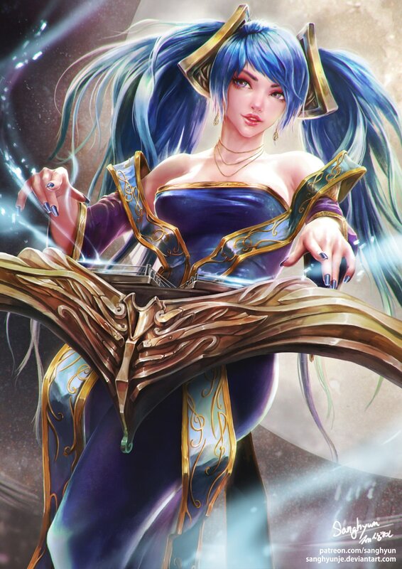 Blue-haired Woman with Bow — Blue, Dramatic