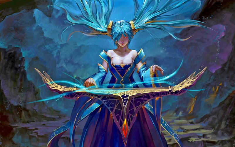 Blue-haired Woman with Bow