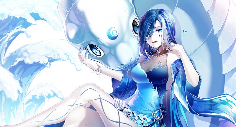 Blue-haired Woman with Creature