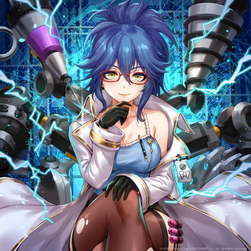 Blue-haired Woman with Glasses