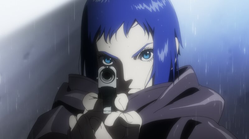Blue-haired Woman with Gun — Blue