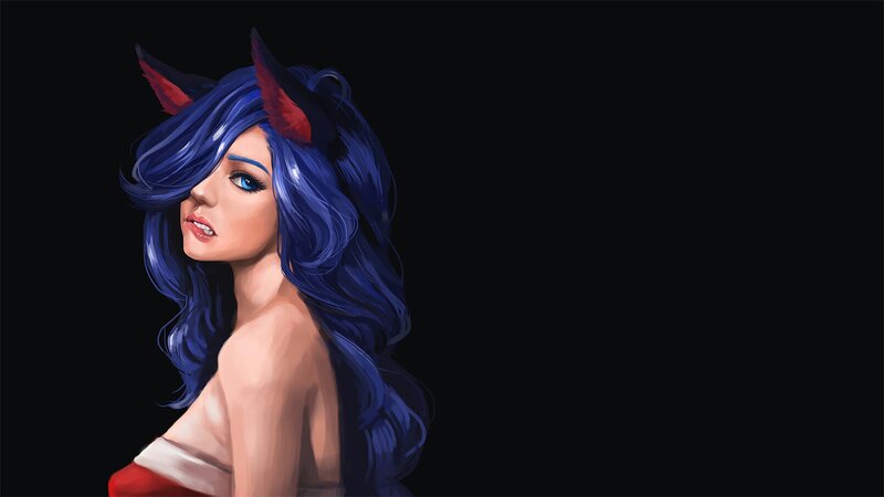 Blue-haired Woman with Horns — Black