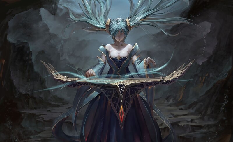Blue-haired Woman with Instrument — Blue