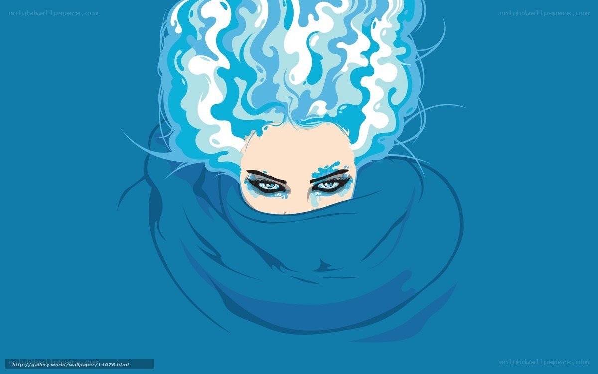 blue-haired woman with scarf