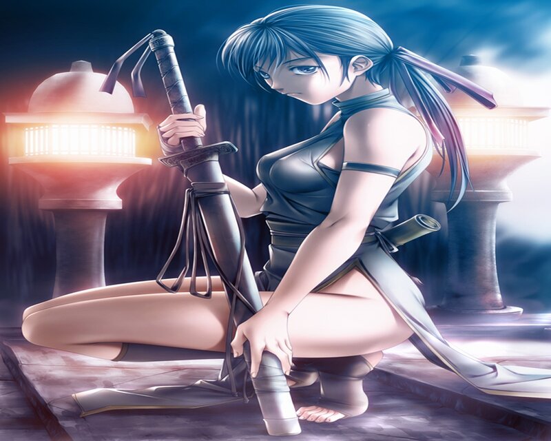 Blue-haired Woman with Sword — Blue