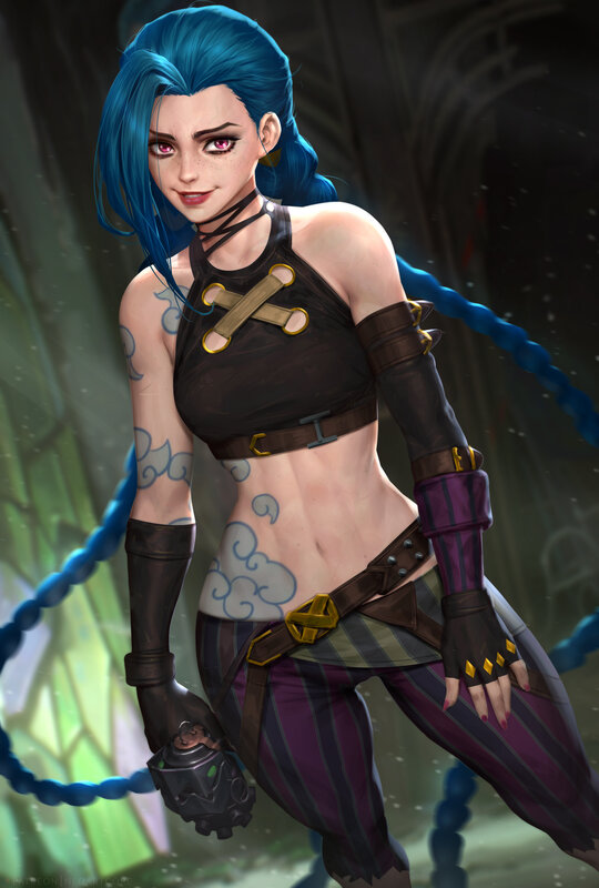 Blue-haired Woman with Tattoos — Blue, Dramatic