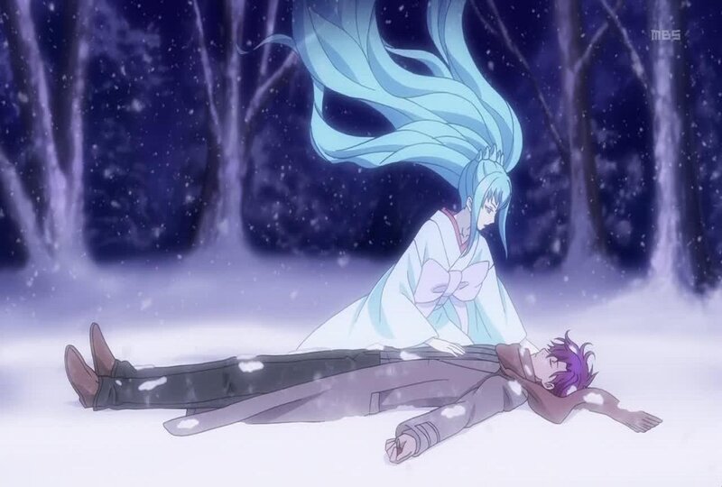 Blue-haired Woman with Unconscious Man