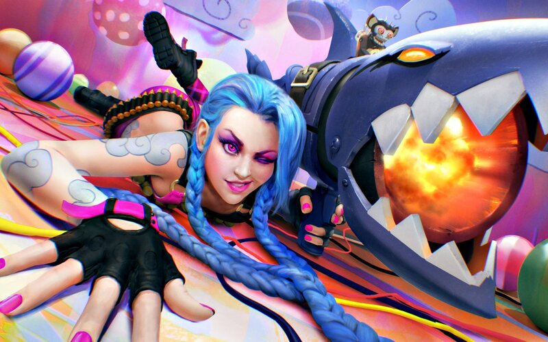 Blue-haired Woman with Weapon — Blue