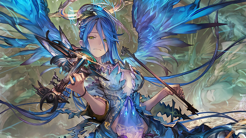 Blue-haired Woman with Wings — Blue, Dramatic, Digital Art