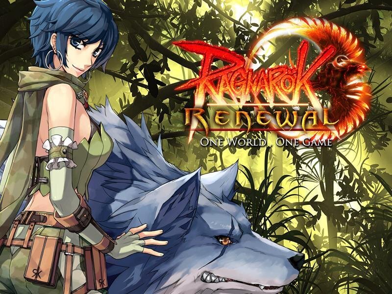 Blue-haired Woman with Wolf