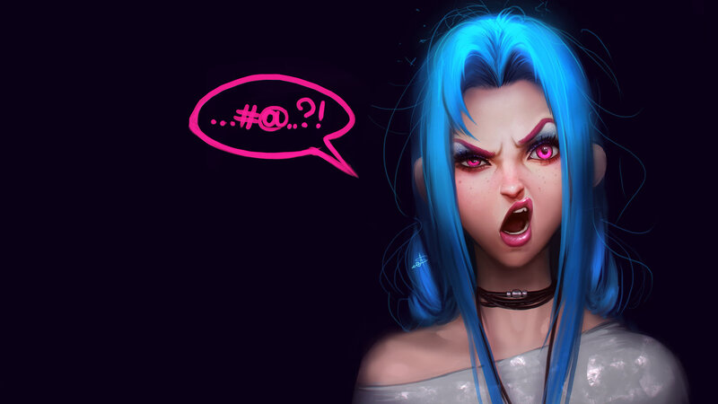 Blue-haired Woman Yelling