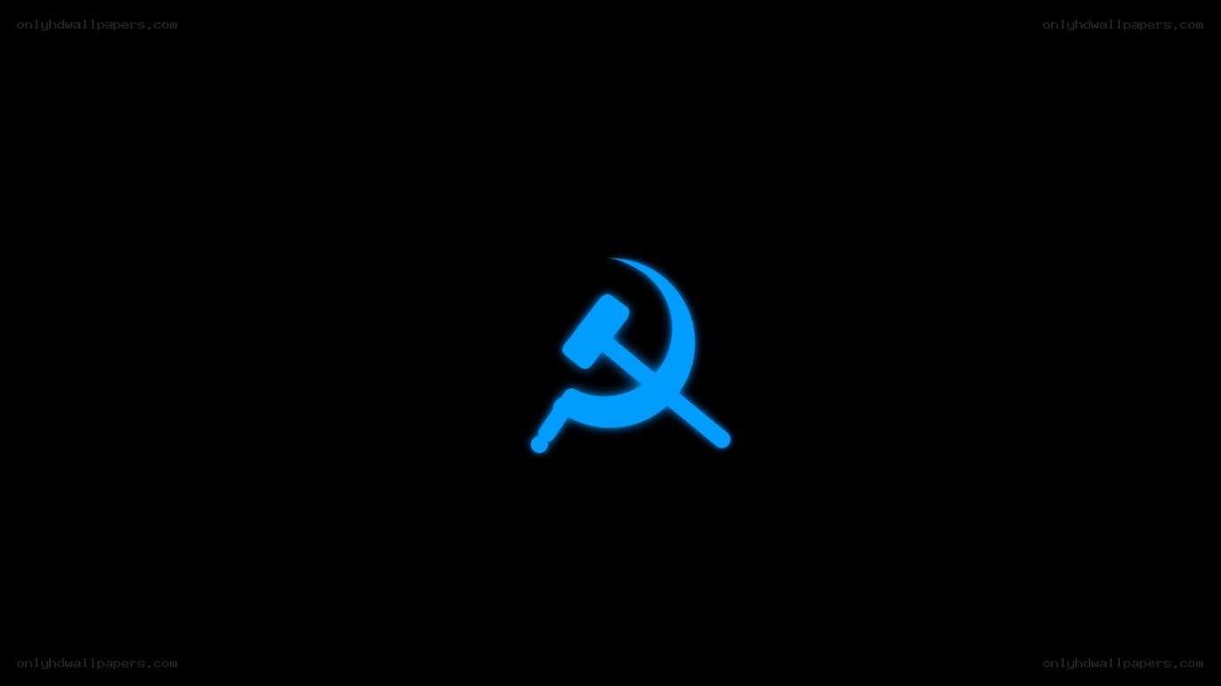 blue hammer and sickle symbol