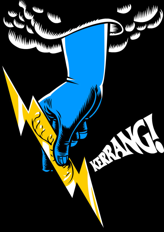 blue hand holding lightning bolt
