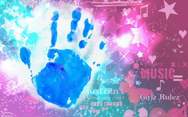 Blue Handprint — Pink