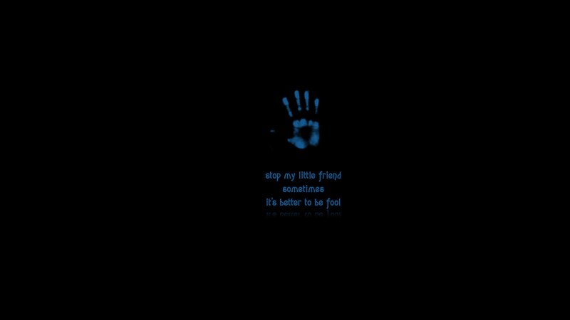 blue handprint with text