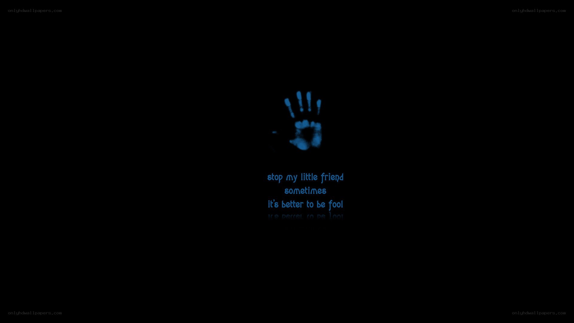 blue handprint with text