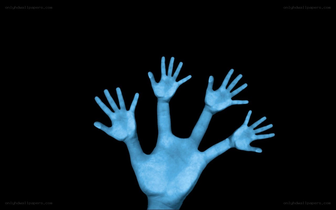 blue hands reaching up