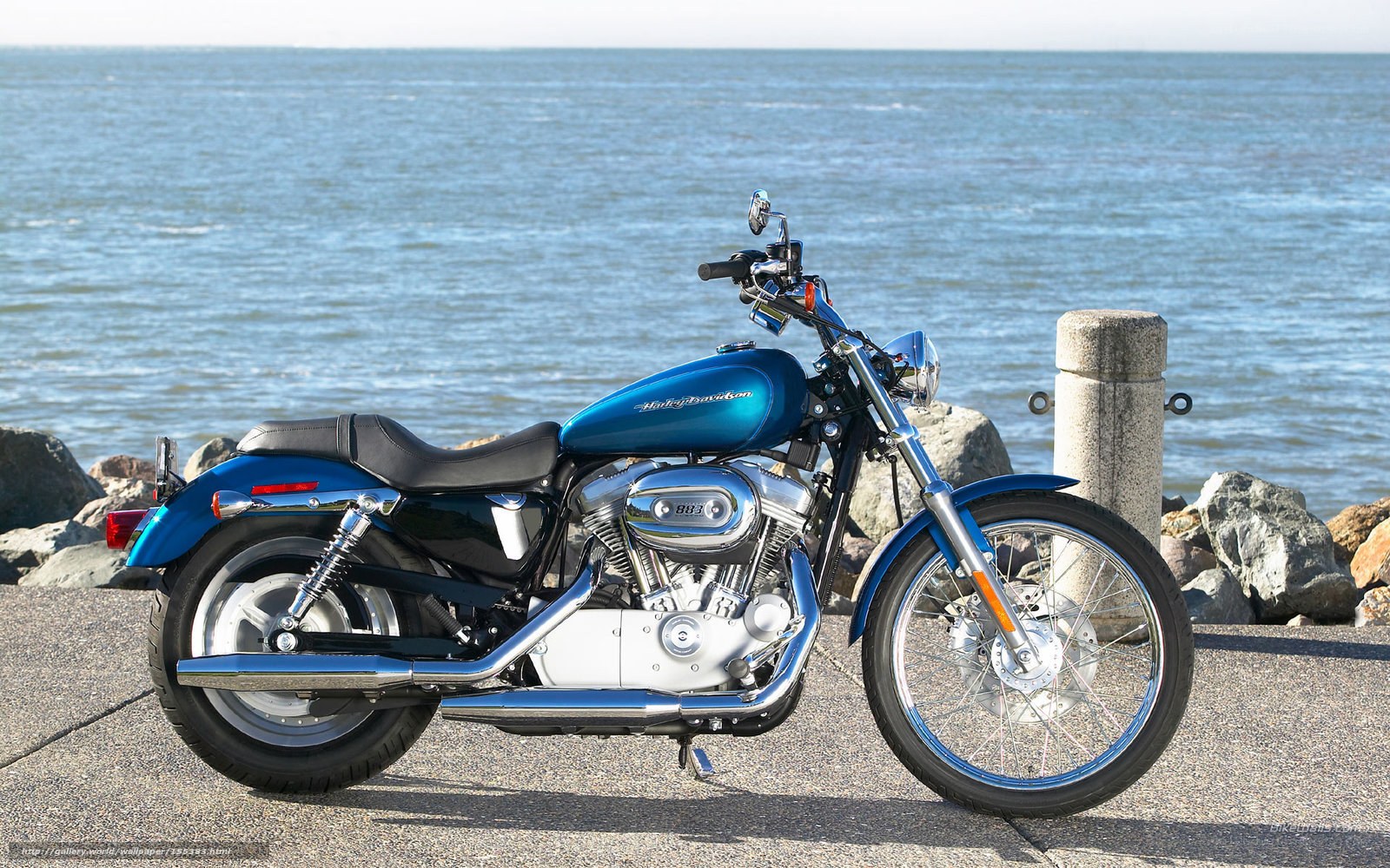 Blue Harley-Davidson by the sea