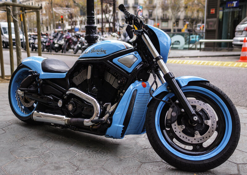Blue Harley-Davidson motorcycle