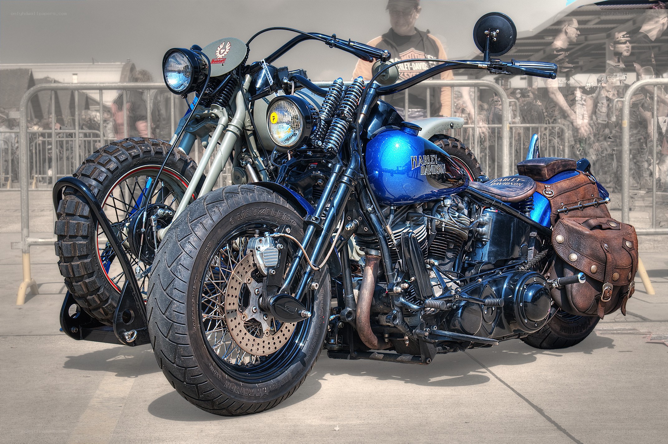 Blue Harley-Davidson motorcycle