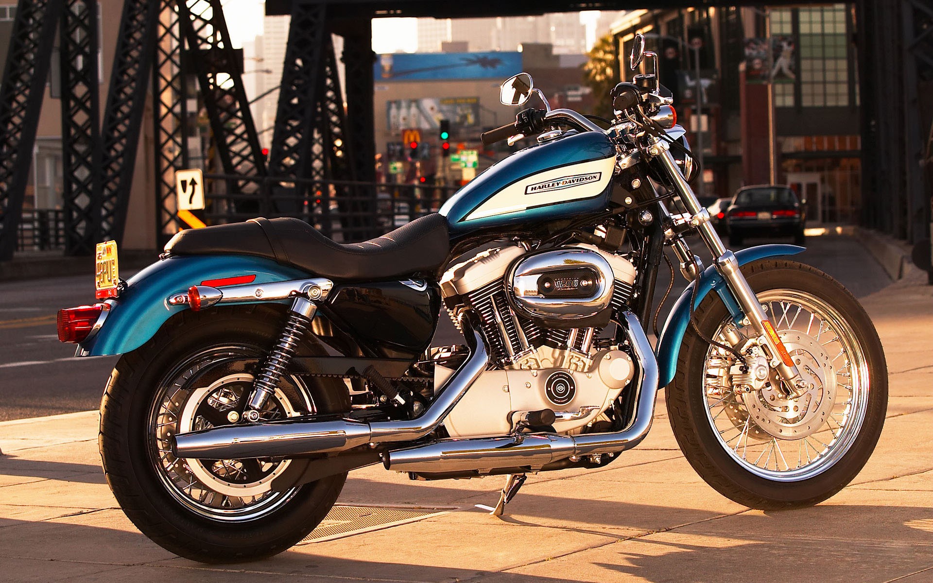 Blue Harley-Davidson motorcycle
