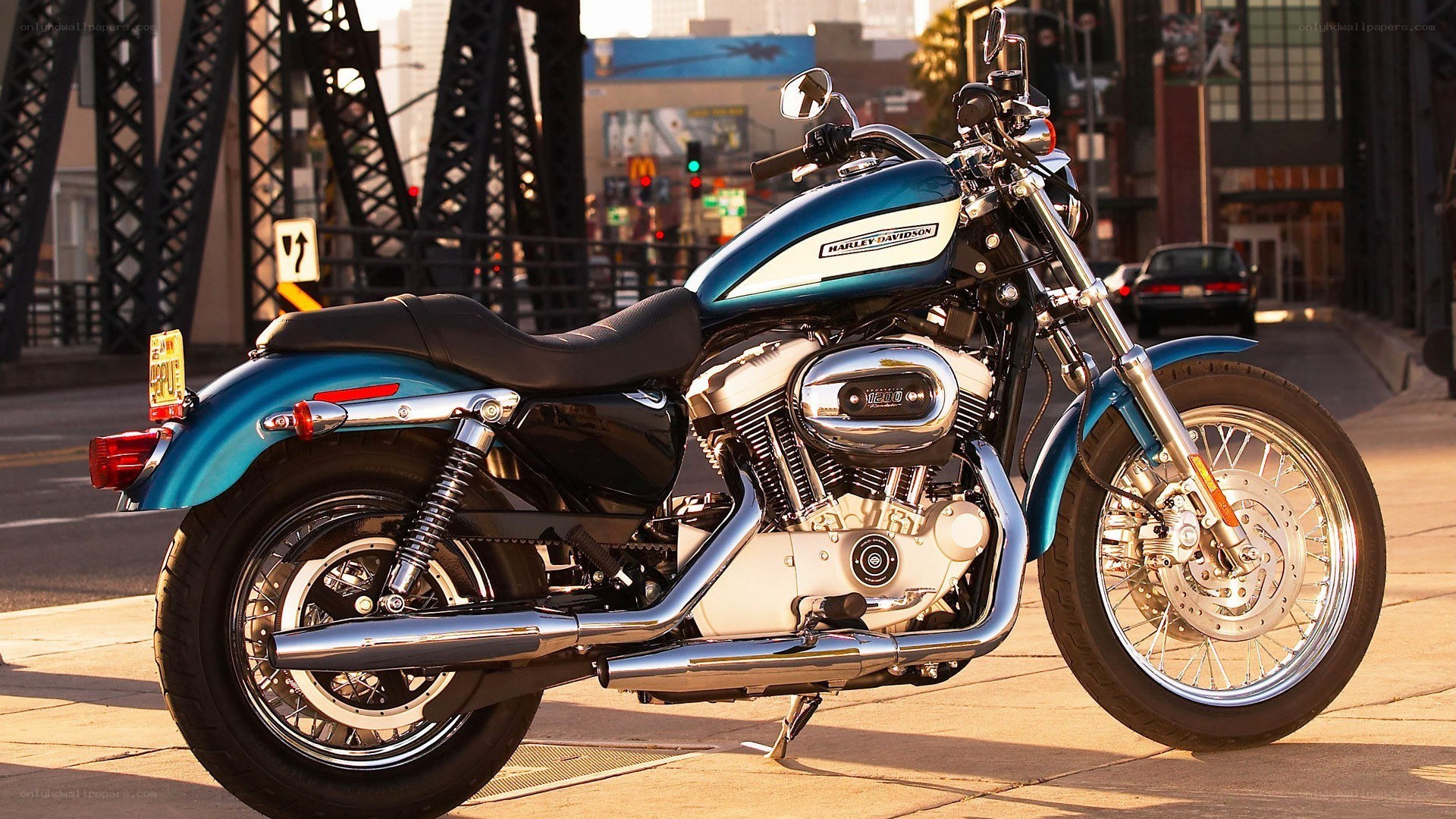 Blue Harley-Davidson motorcycle