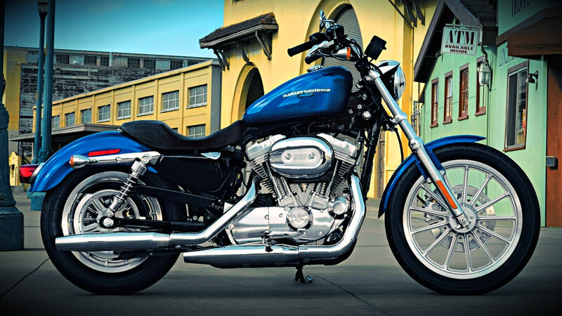 Blue Harley-davidson Motorcycle — Dramatic, Afternoon