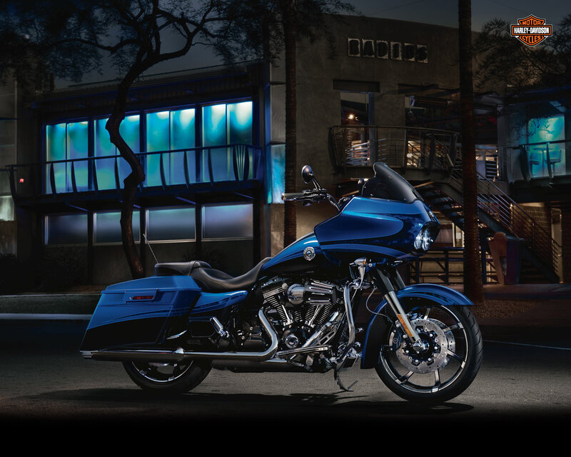 Blue Harley-davidson Motorcycle — Dramatic, Night, Photograph