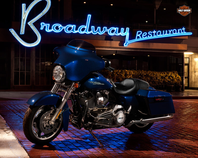 Blue Harley-davidson Motorcycle — Dramatic, Night