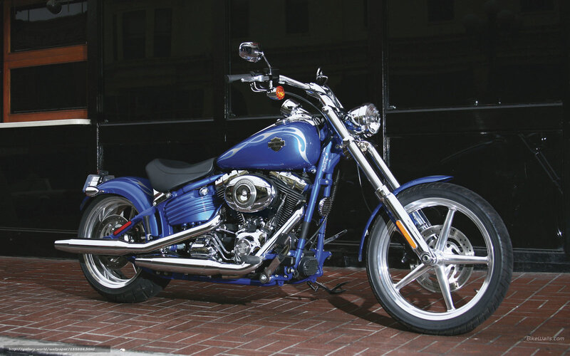 Blue Harley-davidson Motorcycle — Dramatic, Photograph, Brick Pavement