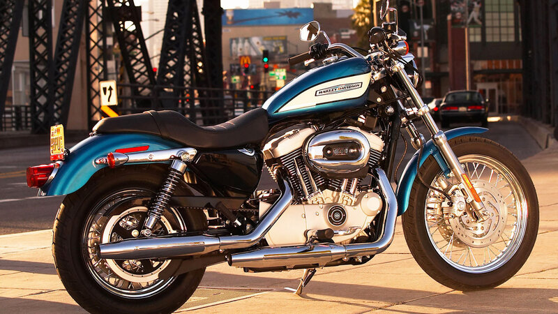 Blue Harley-davidson Motorcycle — Dramatic, Sunset, Photograph