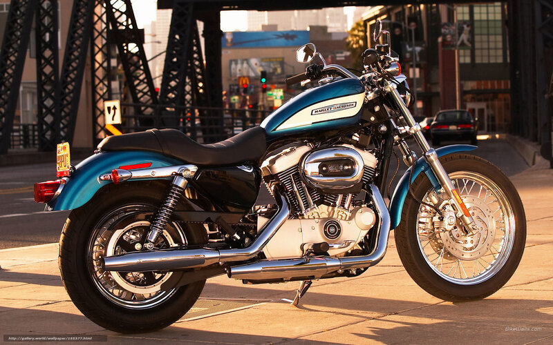 Blue Harley-davidson Motorcycle — Dramatic, Sunset