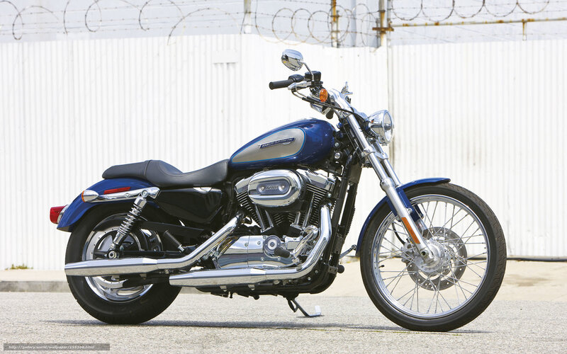 Blue Harley-davidson Motorcycle — Neutral, Afternoon, Photograph, Fence, Barbed Wire