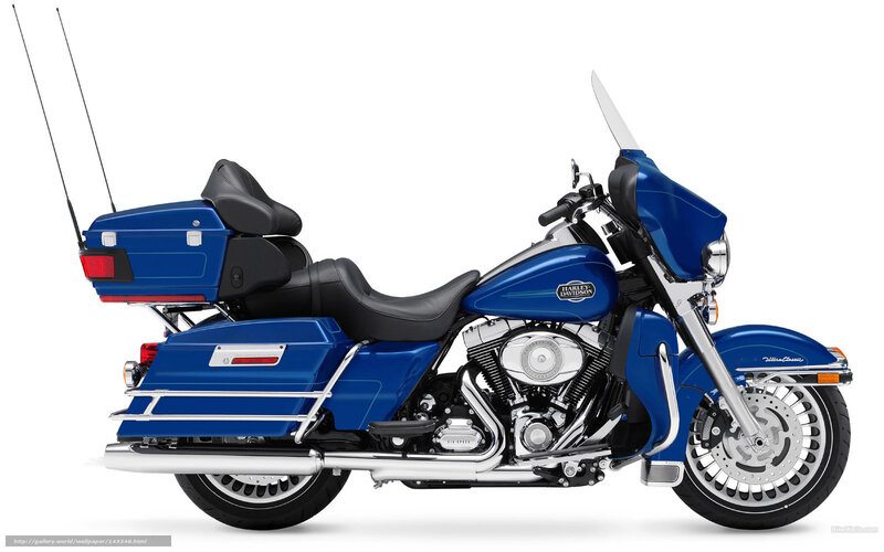 Blue Harley-davidson Motorcycle — Neutral, Photograph, Saddlebags