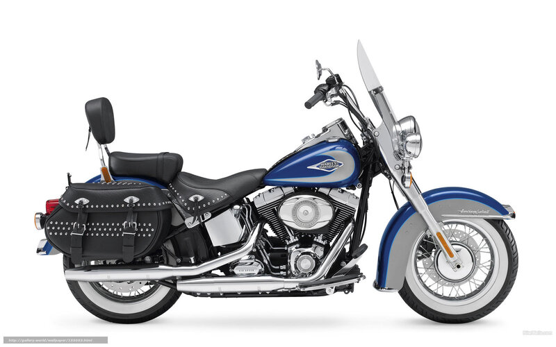 Blue Harley-davidson Motorcycle — Neutral, Photograph, Saddlebags, Windshield, Chrome Engine