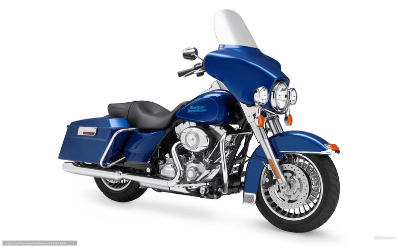 Blue Harley-davidson Motorcycle — Neutral, Photograph, Saddlebags, Windshield