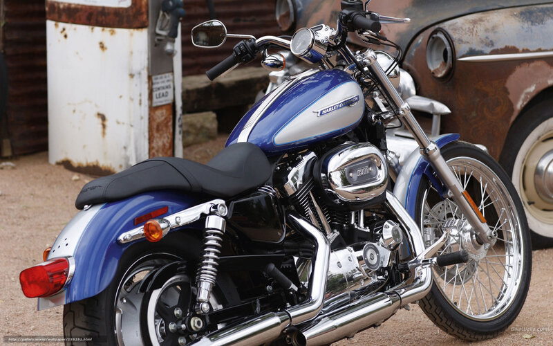 Blue Harley-davidson Motorcycle — Retro