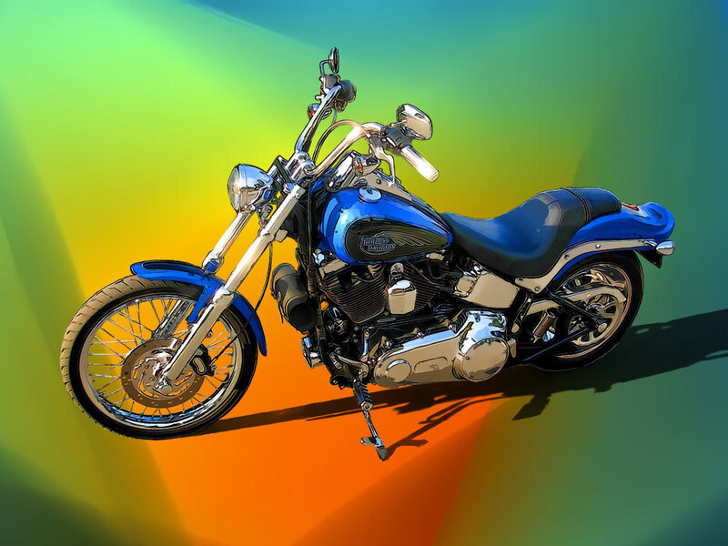 Blue Harley-davidson Motorcycle — Vibrant