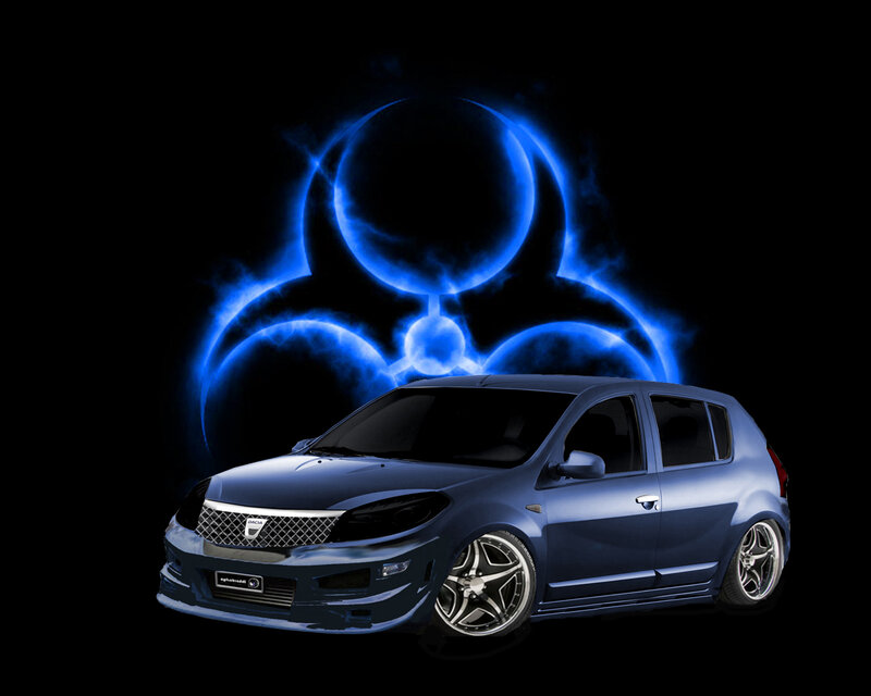 Blue Hatchback Car — Dramatic, Digital Art