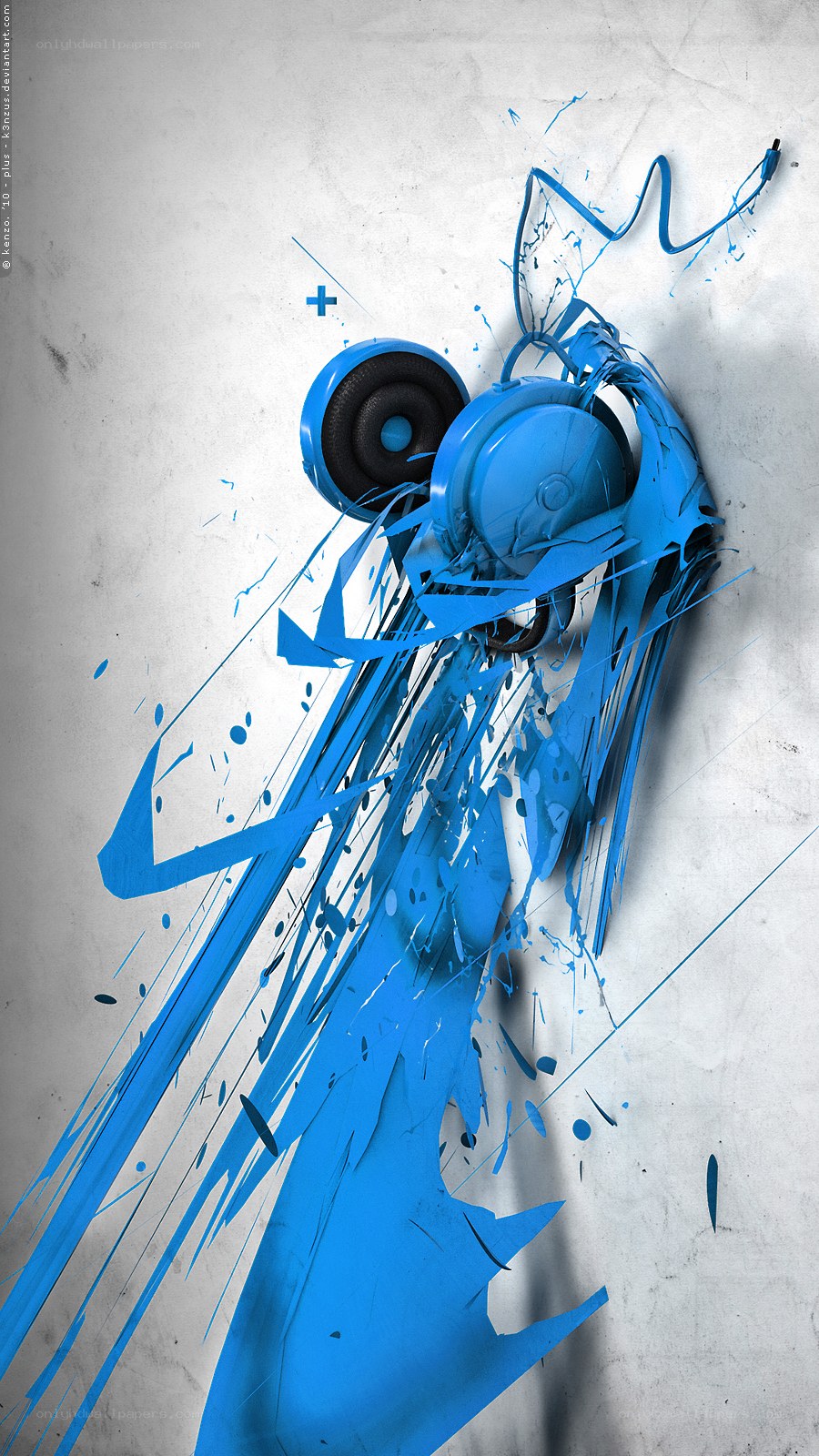 blue headphones abstract art