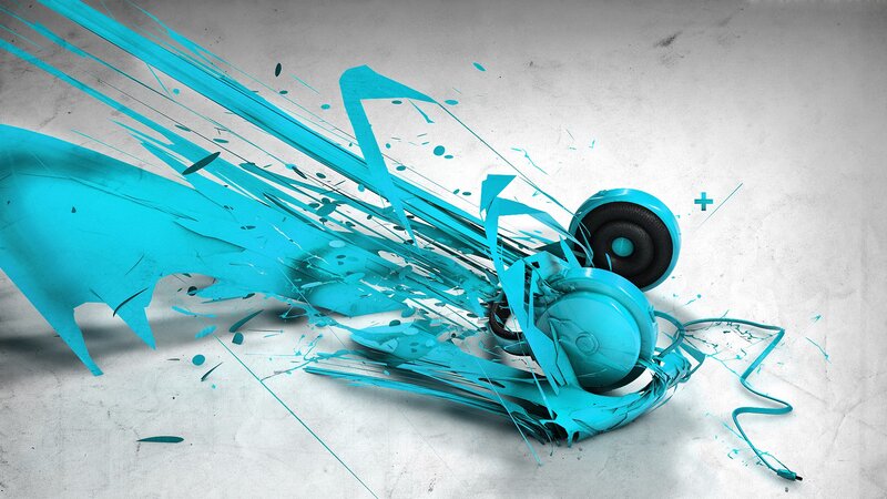 Blue Headphones Explosion